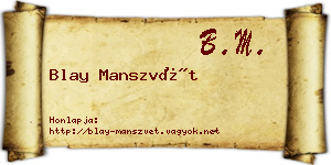 Blay Manszvét névjegykártya